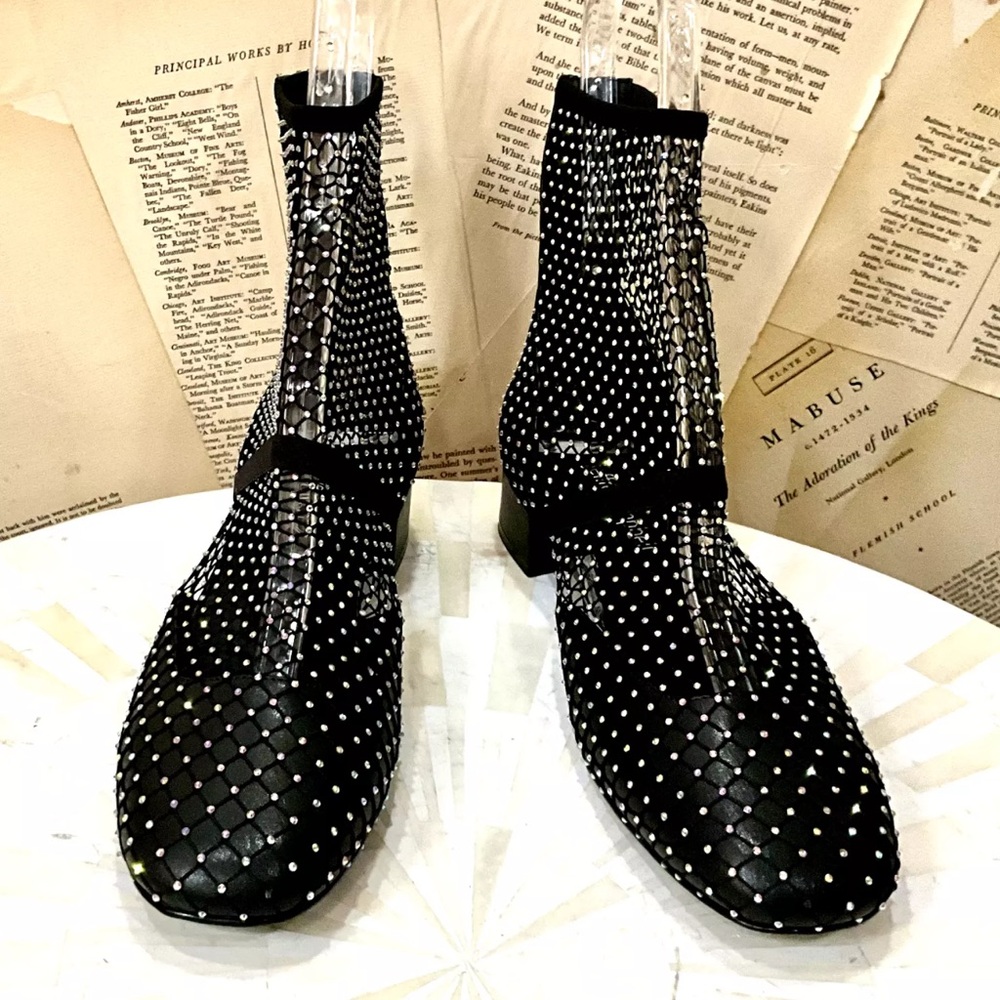 Free People Jeffrey Campbell Magic Hour Mesh Heels Black Jewels Back Zipper - Picture 7 of 11